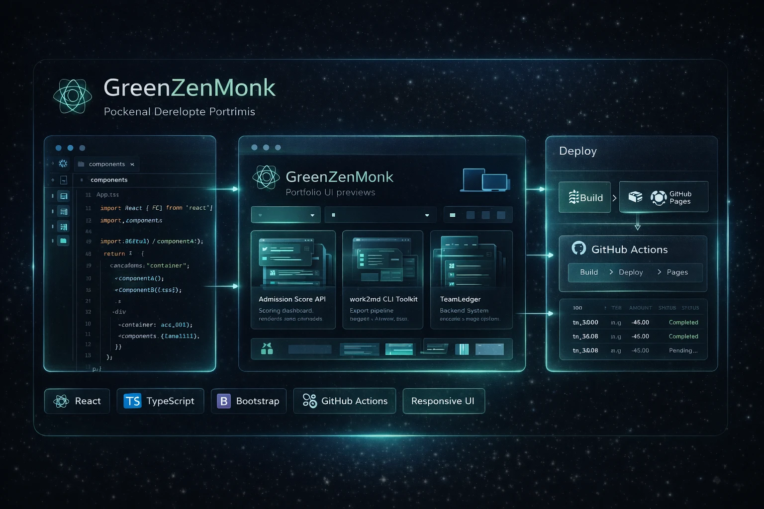 GreenZenMonk portfólióoldal projekt előnézeti képe